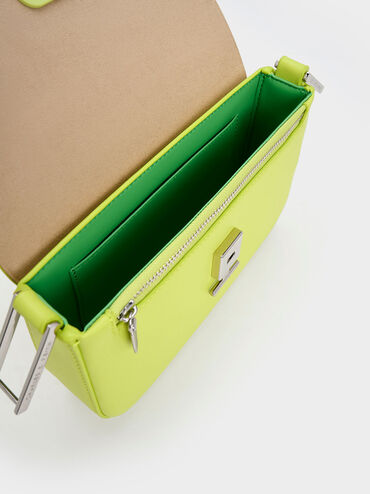 Koa Square Push-Lock Shoulder Bag, Lime, hi-res