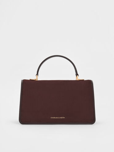 Arlet Recycled Suede Belted Top Handle Bag, Espresso Brown, hi-res