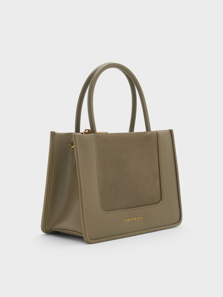 Mini Daylla Recycled Suede Tote Bag, Deep Olive, hi-res