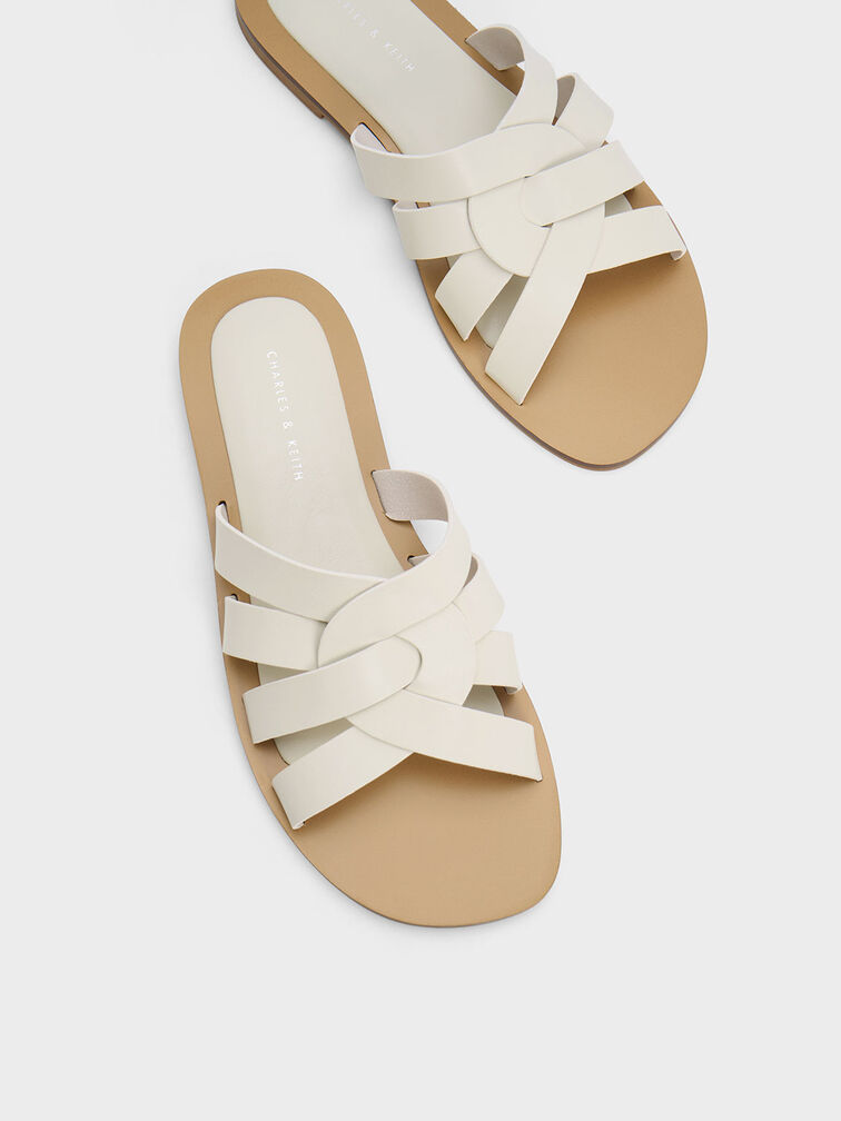 Interwoven Slide Sandals, Chalk, hi-res