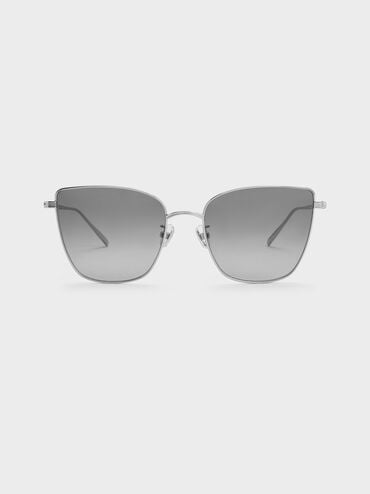 Livonia Crystal Square Sunglasses, Silver, hi-res