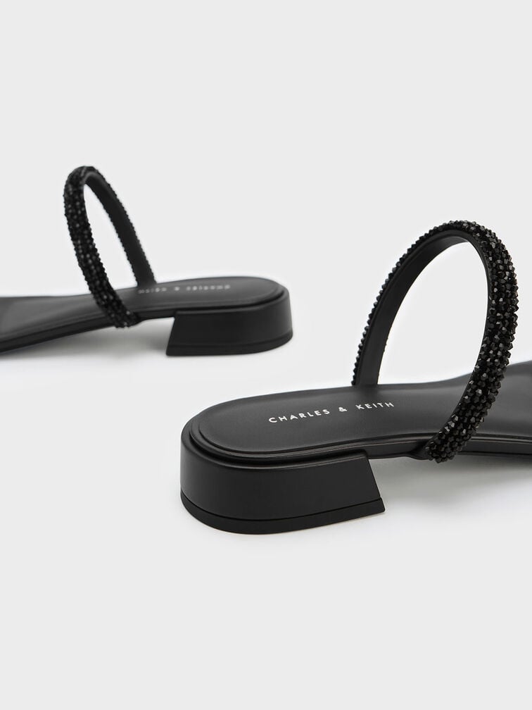 Beaded Toe-Ring Sandals, Black, hi-res