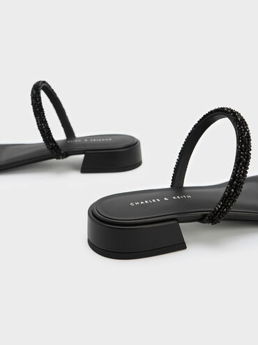 Beaded Toe-Ring Sandals, Black, hi-res