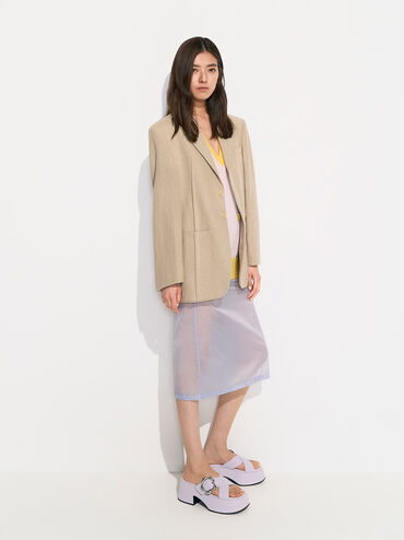 Flower-Buckle Crossover Platform Mules, Lilac, hi-res