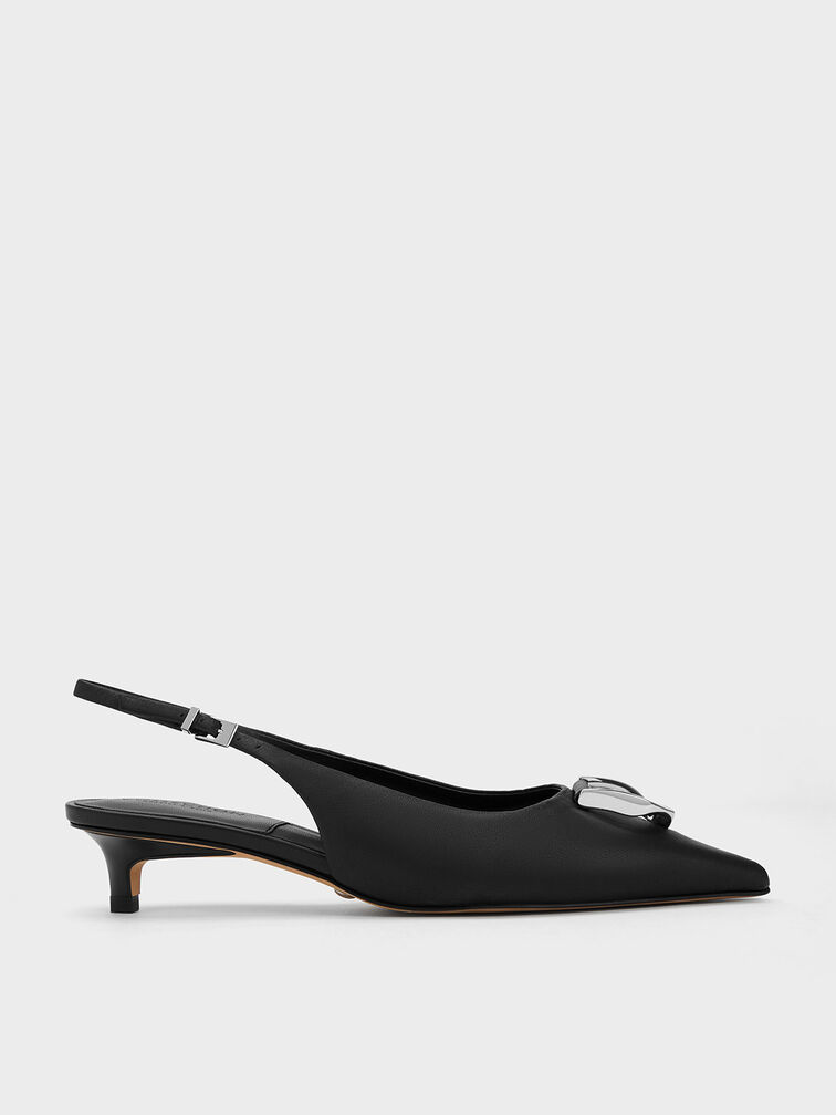 Gabine Leather Slingback Pumps, Black, hi-res