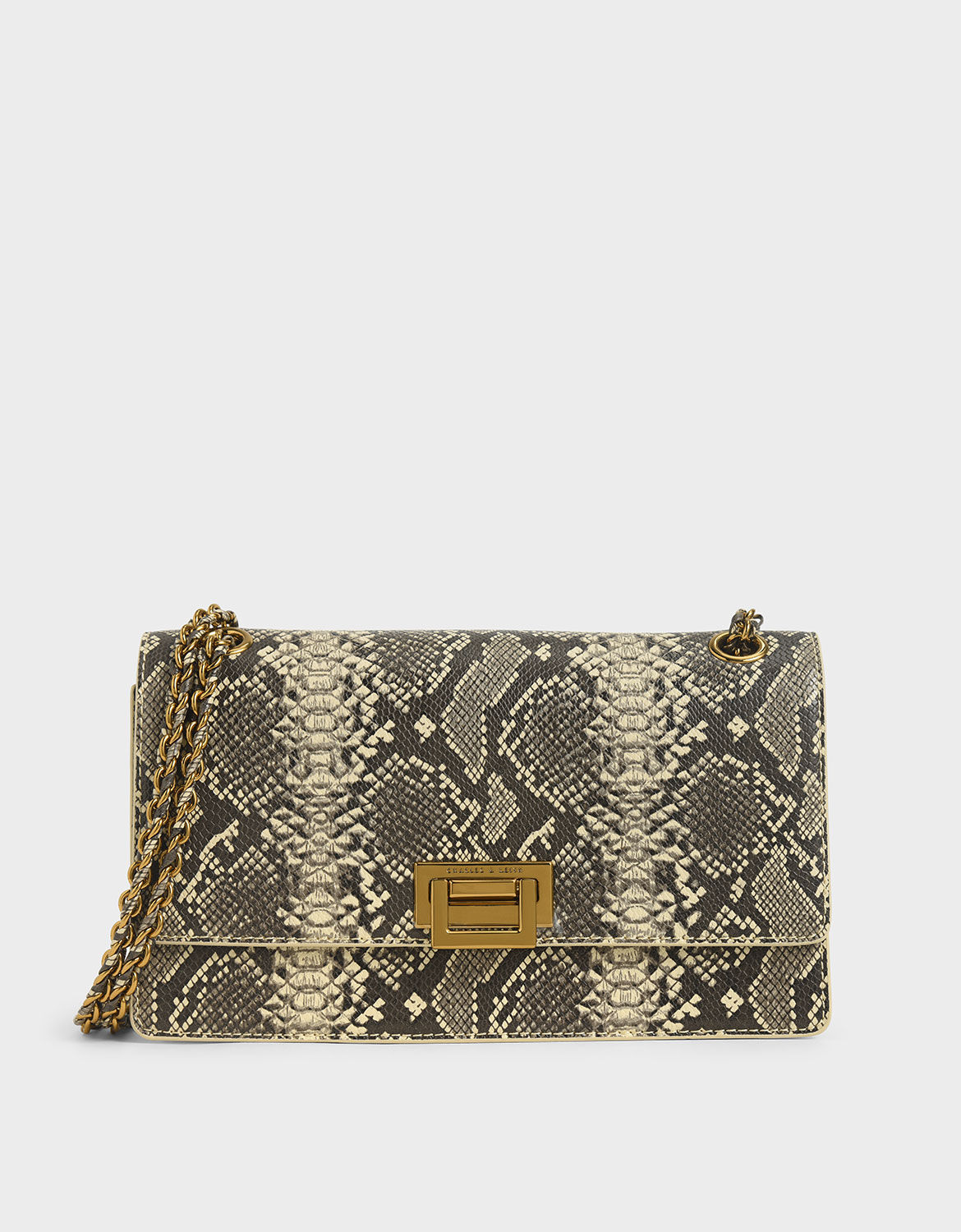 Multicoloured Snake Print Chain Strap Shoulder Bag CHARLES KEITH IN