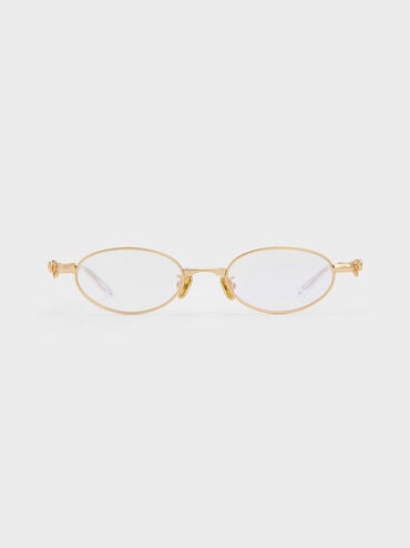 Paige Bow Crystal Clear Sunglasses, Brush Gold, hi-res
