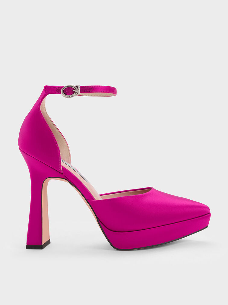 Ankle Strap D'Orsay Pumps, Fuchsia, hi-res