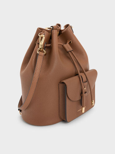 Beryl Drawstring Backpack, Chocolate, hi-res