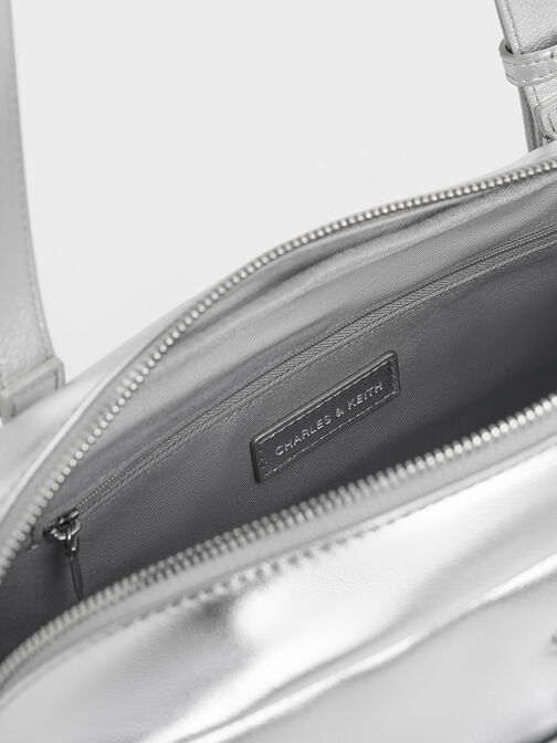 Rachel Elongated Multi-Pocket Shoulder Bag, Silver, hi-res