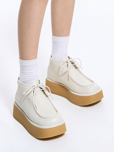 Molly Flatform Ankle Boots, Cream, hi-res