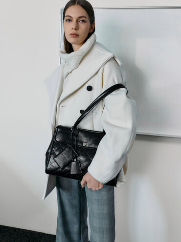 XL Apfra Quilted Tote Bag, Noir, hi-res