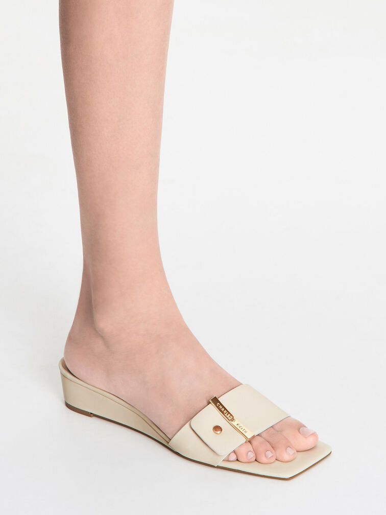 Metallic Accent Square-Toe Wedges, Chalk, hi-res