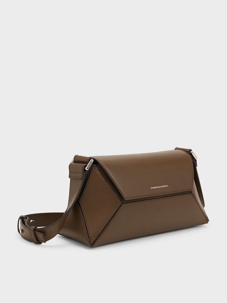 Nasrin Geometric Shoulder Bag, Dark Brown, hi-res
