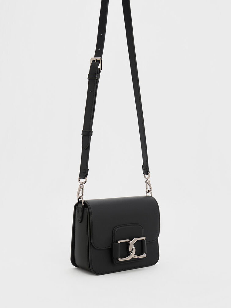 Gabine Leather Crossbody Bag, Noir, hi-res