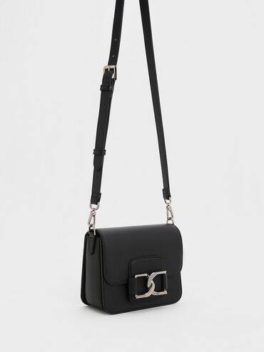 Gabine Leather Crossbody Bag, Noir, hi-res