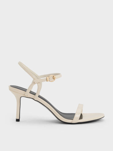 Stiletto-Heel Ankle-Strap Heeled Sandals, White, hi-res