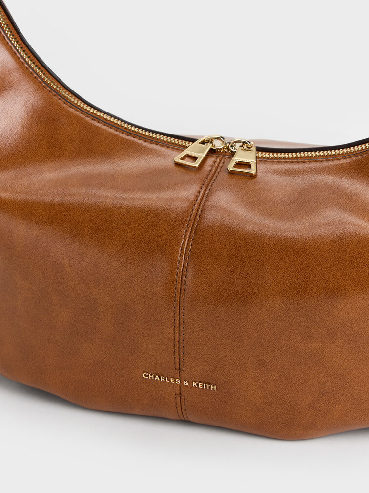 Large Bessie Side-Pocket Hobo Bag, Distressed Tan, hi-res
