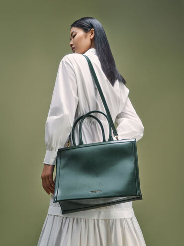 Charlot Tote Bag, Dark Green, hi-res