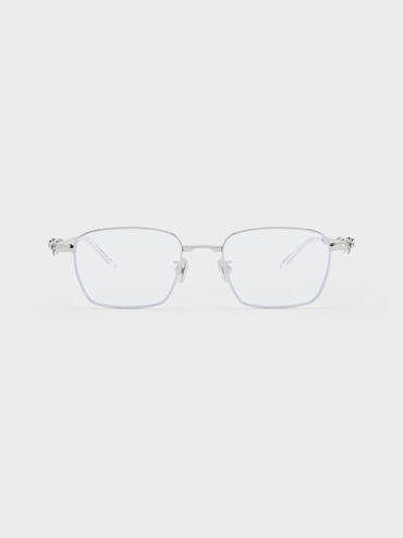 Paige Clear Rectangular Sunglasses, Silver, hi-res