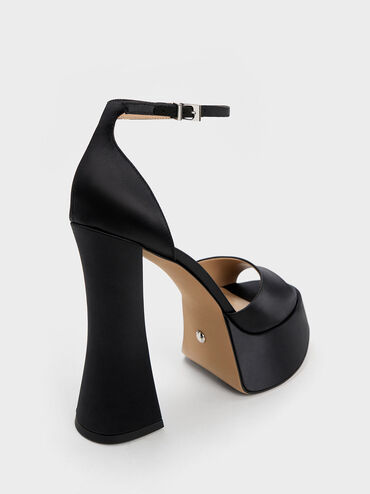 Michelle Recycled Polyester Platform Sandals, Black, hi-res