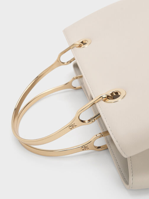 Leather Ring-Handle Bag, Chalk, hi-res