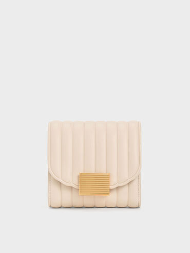 Astrid Panelled Small Wallet, Beige, hi-res