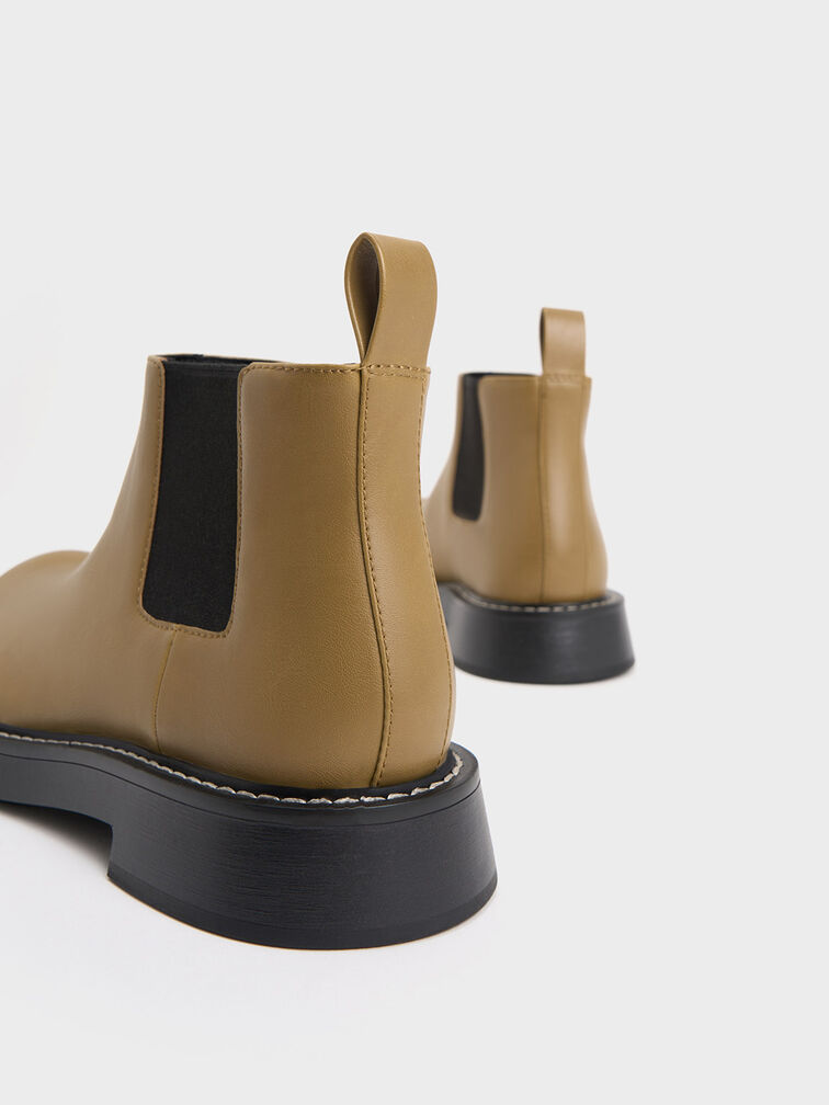 Penelope Pull-Tab Chelsea Boots, Olive, hi-res