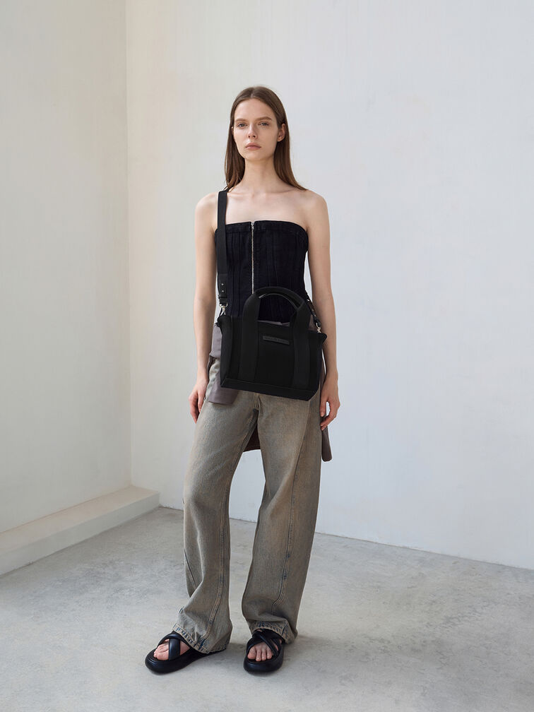 Kay Canvas Tote Bag, Noir, hi-res