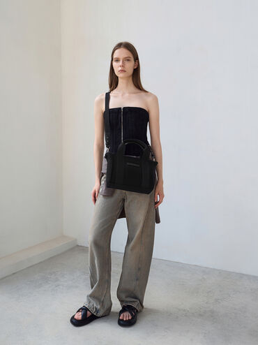 Kay Canvas Tote Bag, Noir, hi-res