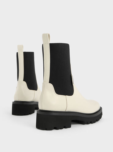Remy Two-Tone Ridge-Sole Chelsea Boots, Chalk, hi-res