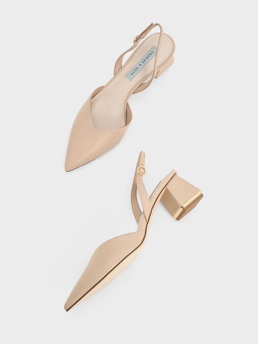 Katarina Trapeze Heel Slingback Pumps, Light Pink, hi-res