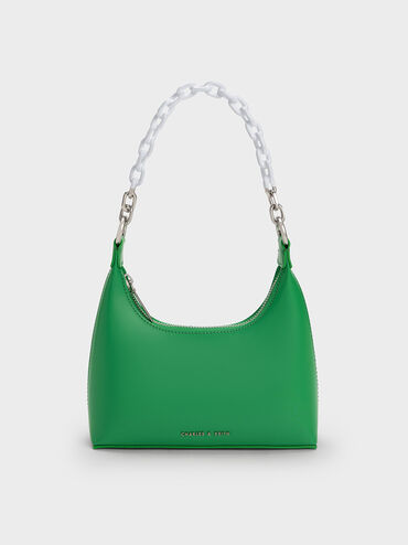 Koi Chain Handle Shoulder Bag, Green, hi-res