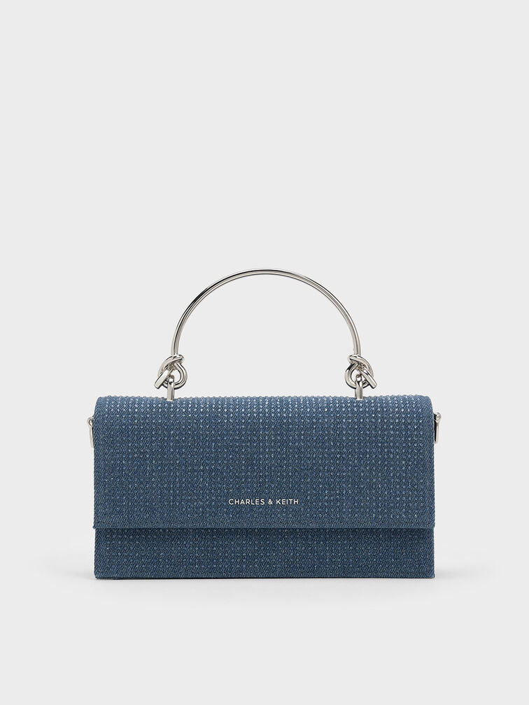 Kristine Denim Sculptural-Handle Long Wallet, Denim Blue, hi-res