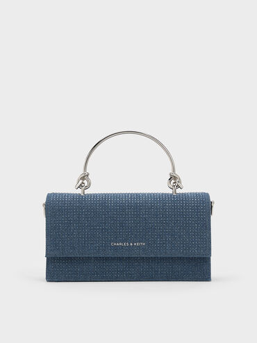 Kristine Denim Sculptural-Handle Long Wallet, Denim Blue, hi-res