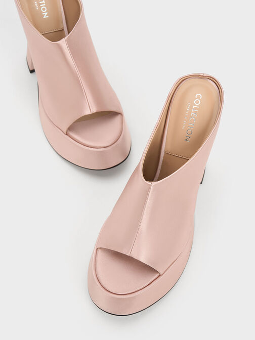 Delphine Recycled Polyester Platform Mules, Nude, hi-res