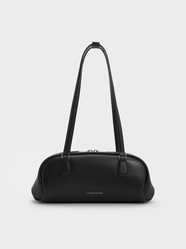 Nelly Elongated Shoulder Bag, Noir, hi-res