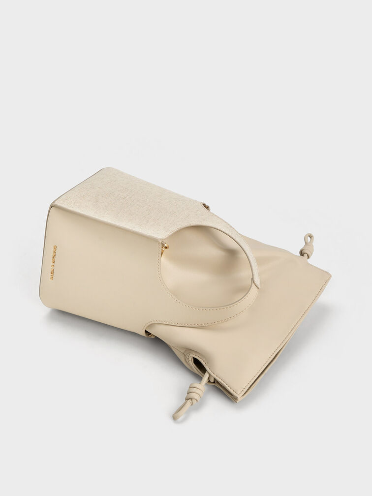 Arlys Linen Bucket Bag, Beige, hi-res