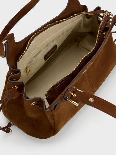 Lillith Drawstring Tote Bag, Pecan Brown, hi-res