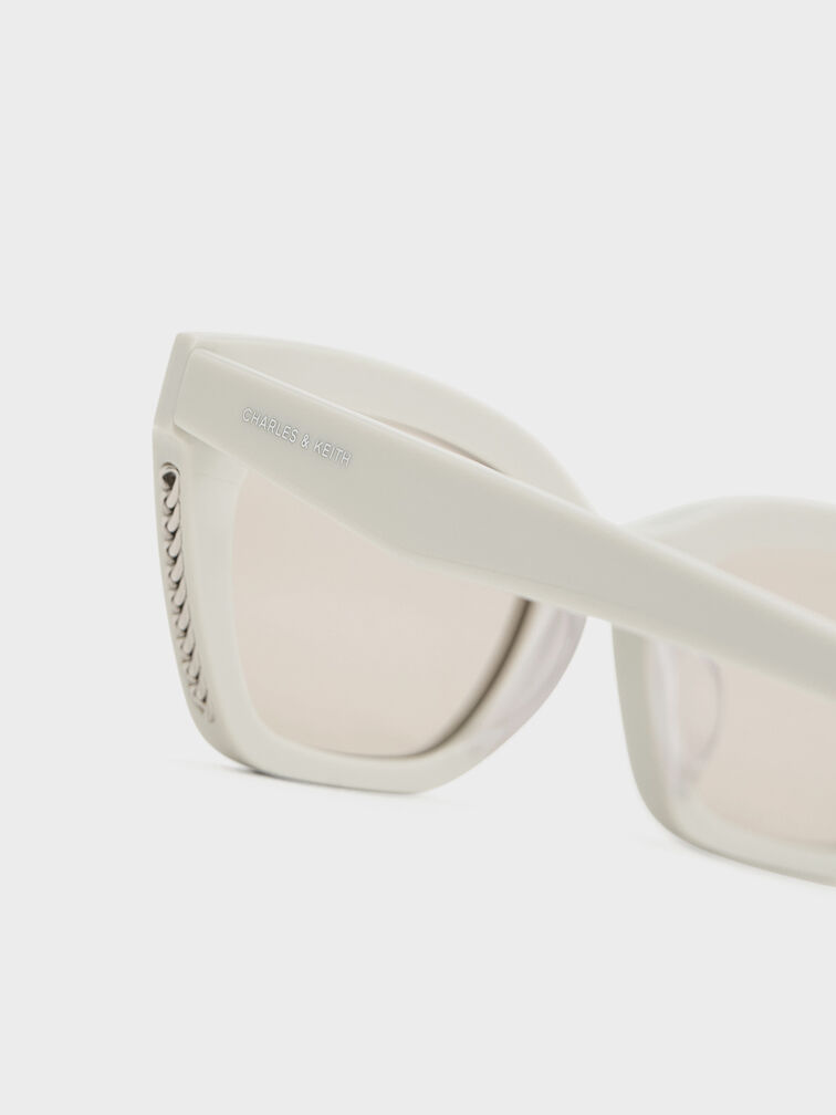 Vesta Angular Cat-Eye Sunglasses, Chalk, hi-res