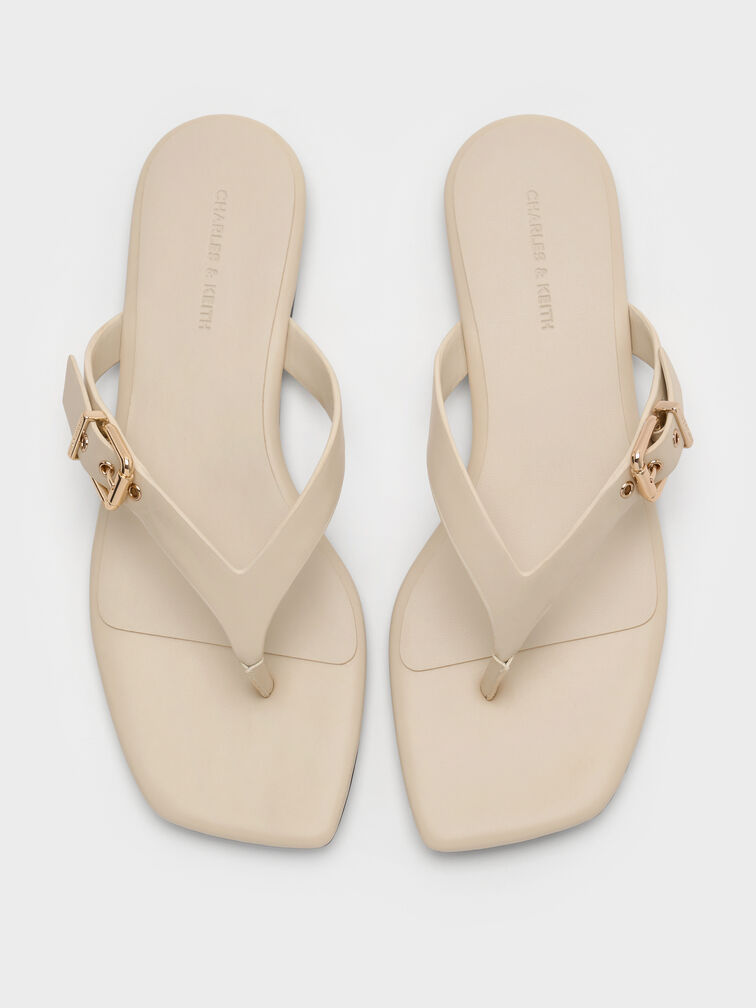 Buckled Thong Sandals, Chalk, hi-res