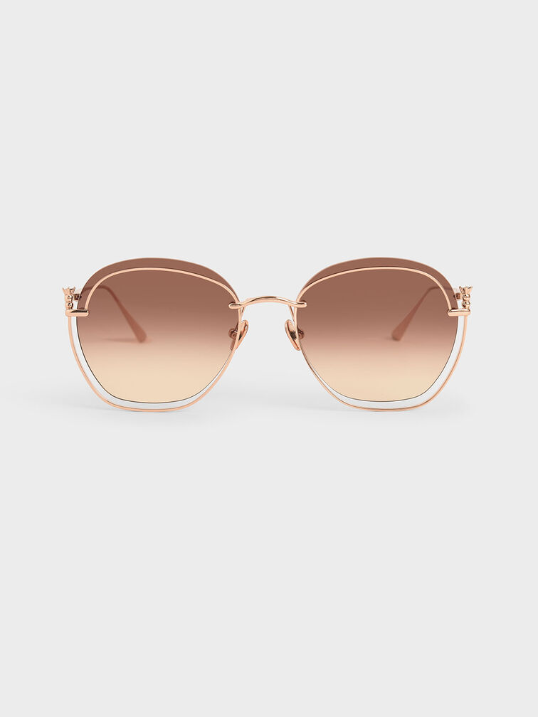 Cut-Out Butterfly Sunglasses, Rose Gold, hi-res
