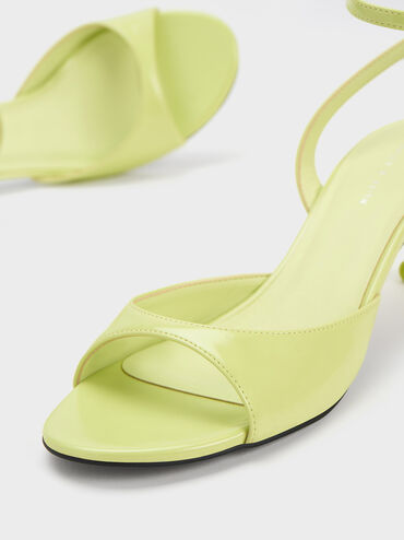 Sculptural Heel Ankle-Strap Pumps, Lime, hi-res