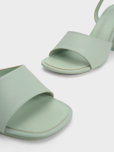 Chunky Block Heel Sandals, Mint Green, hi-res