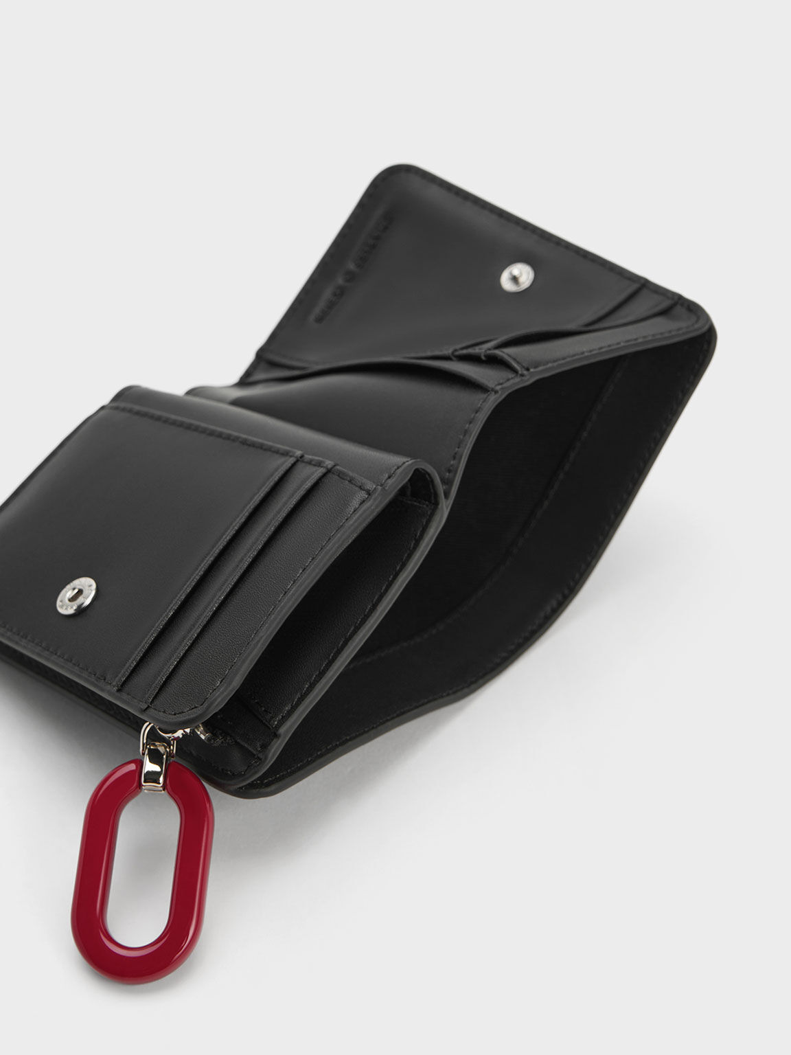 Navy Oval Keychain Zip Wallet CHARLES KEITH IN