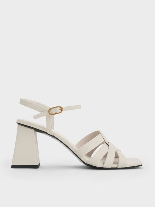 Interwoven Block Heel Sandals, Chalk, hi-res