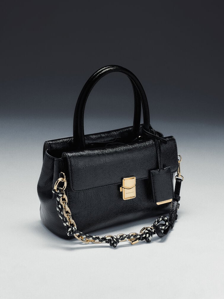 Acelynn Rope-Chain Tote Bag, Black, hi-res