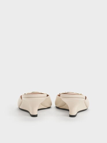 Erinna Metallc-Accent Wedge Mules, Cream, hi-res