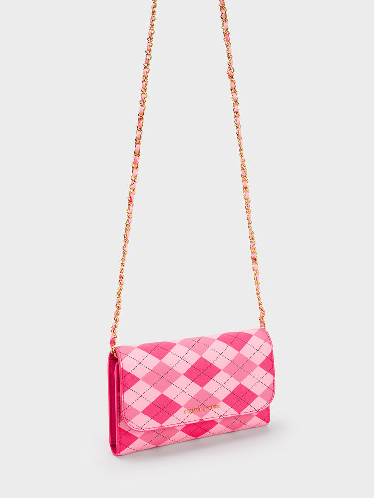 Front Flap Long Wallet, Fuchsia, hi-res
