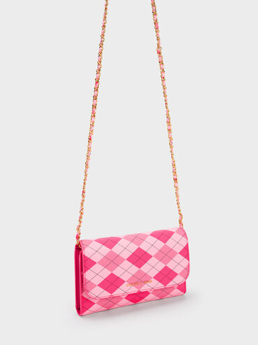 Front Flap Long Wallet, Fuchsia, hi-res